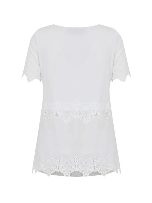 T-shirt in cotone con ricamo sangallo NO SECRETS | 251NS151COCCO